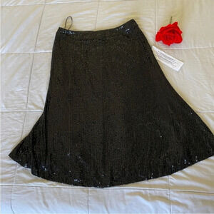 Dress the population black sequined midi skirt